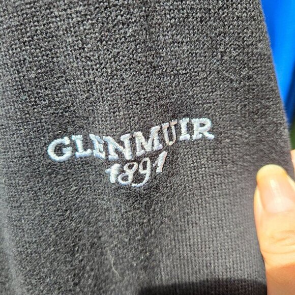 Glenmuir The Open Quarter Zip Argyle Cotton Golf Sweater Black & Purple Size XL - Picture 7 of 9